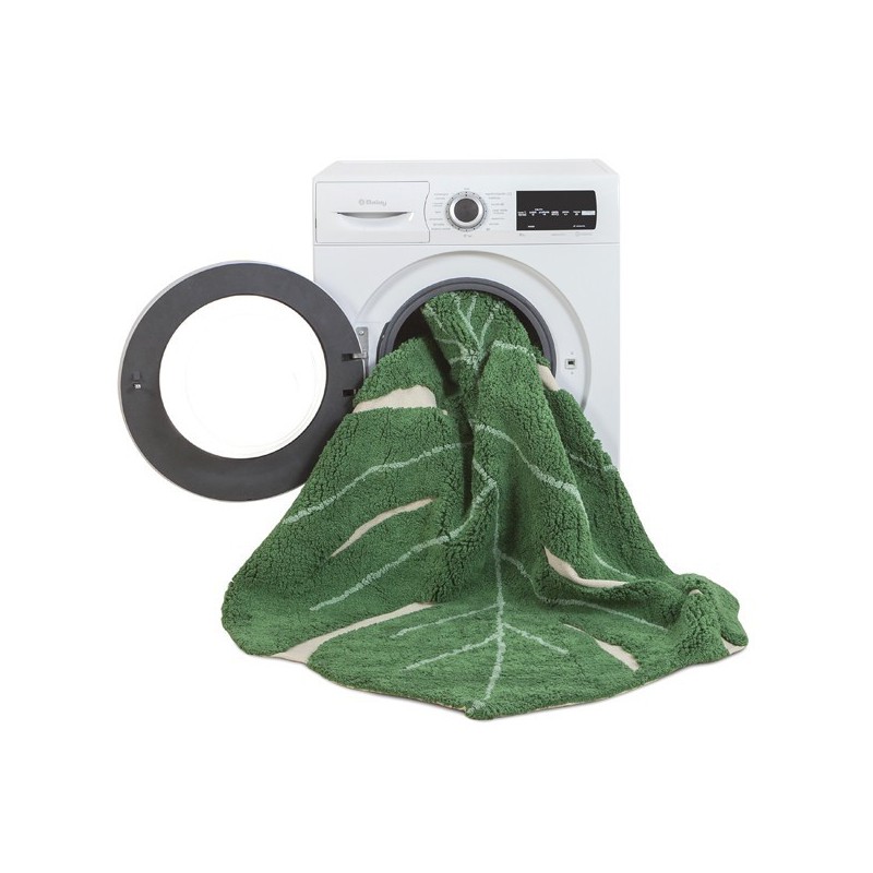 Tapis enfant Monstera Vert en coton par Lorena Canals