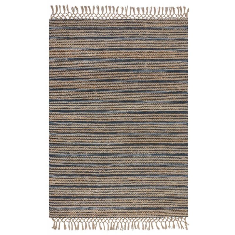 Tapis en jute à lignes Adama Equinox bleu marine