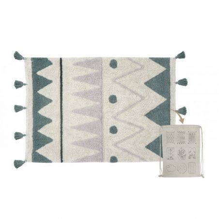 Tapis de salle de bain Lavable en Machine Mini Azteca Bleu Tapis de salle de bain Lavable en Machine Mini Azteca Bleu