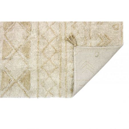 Tapis de chambre Lavable Tribu blanc et beige Tapis de chambre Lavable Tribu blanc et beige
