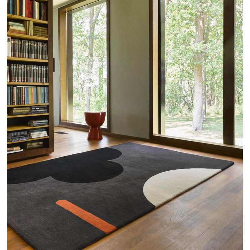 Tapis de bureau en laine tufté main Geo Flower graphite