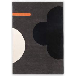 Tapis de bureau en laine tufté main Geo Flower graphite