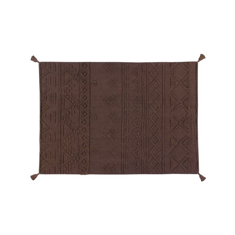 Tapis en coton Lavable Tribu Marron