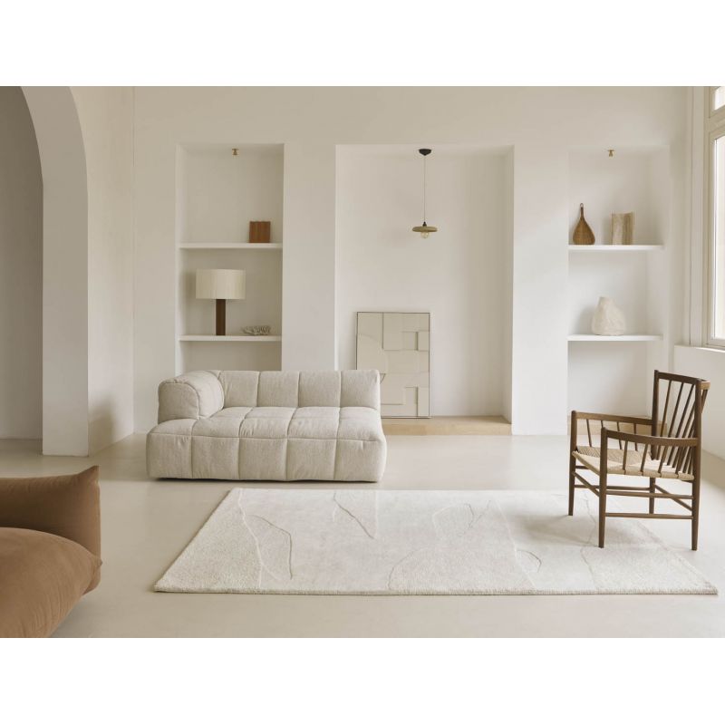 Tapis de salon haut de gamme pure laine crème Scape