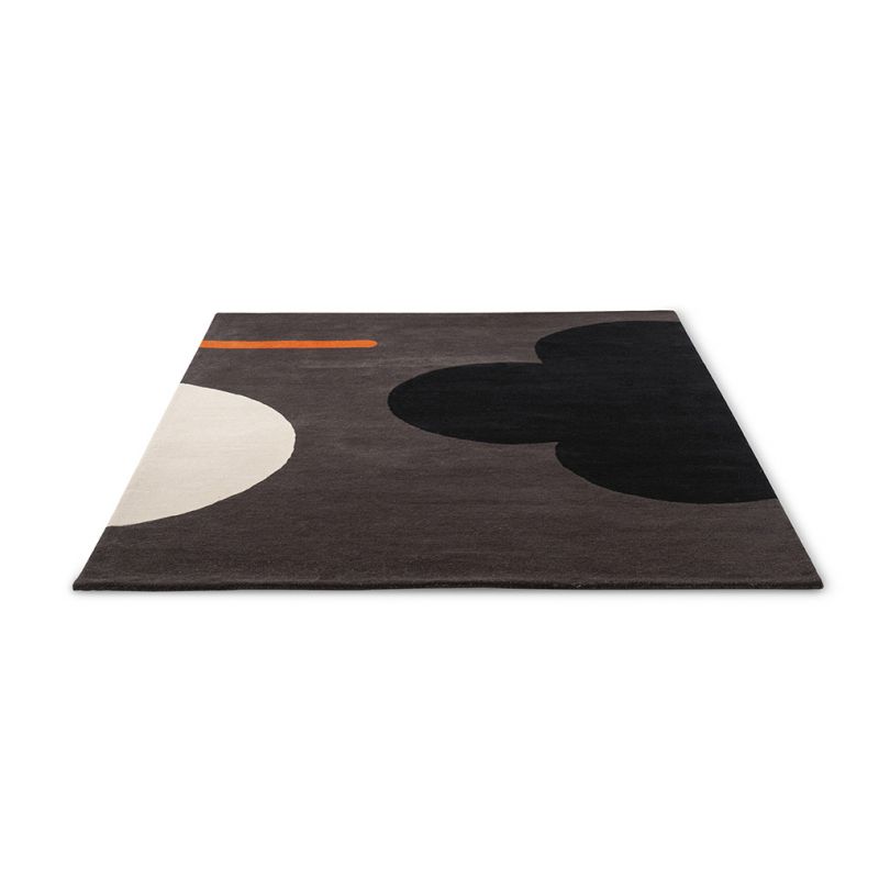 Tapis de bureau en laine tufté main Geo Flower graphite