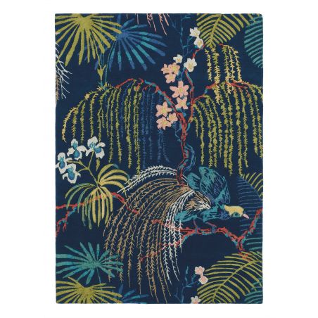 Tapis de salon en pure laine Rain Forest motif tropical