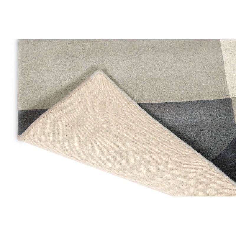 Tapis en laine formes géométrique en laine gris, noir et crème Bodega Stone