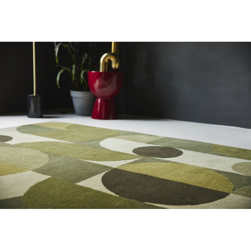 Tapis de salon haut de gamme pure laine Cosmo nuances de vert