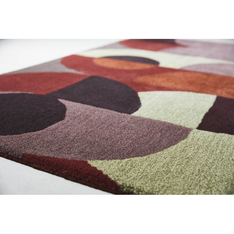 Tapis moderne haut de gamme pure laine Cosmo nuances de rouge
