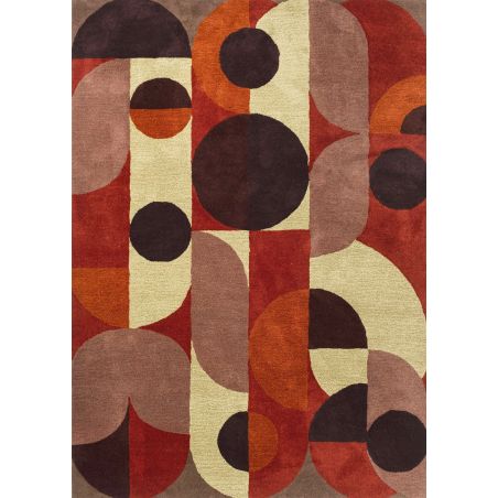 Tapis moderne haut de gamme pure laine Cosmo nuances de rouge