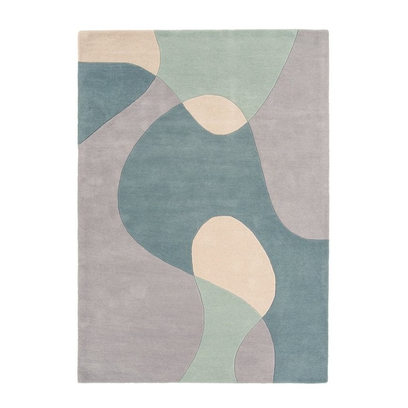 Tapis de Salon original contemporain pure laine Gris Clair et Bleu Ciel Medley - JOSEPH LEBON