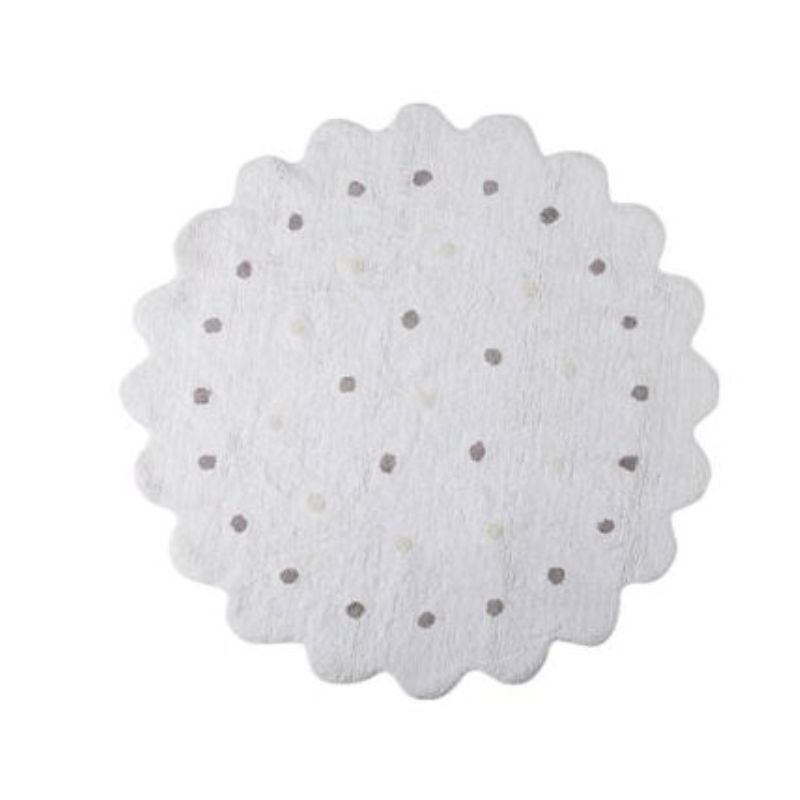 Tapis Lavable Biscuit Rond Blanc - LORENA CANALS