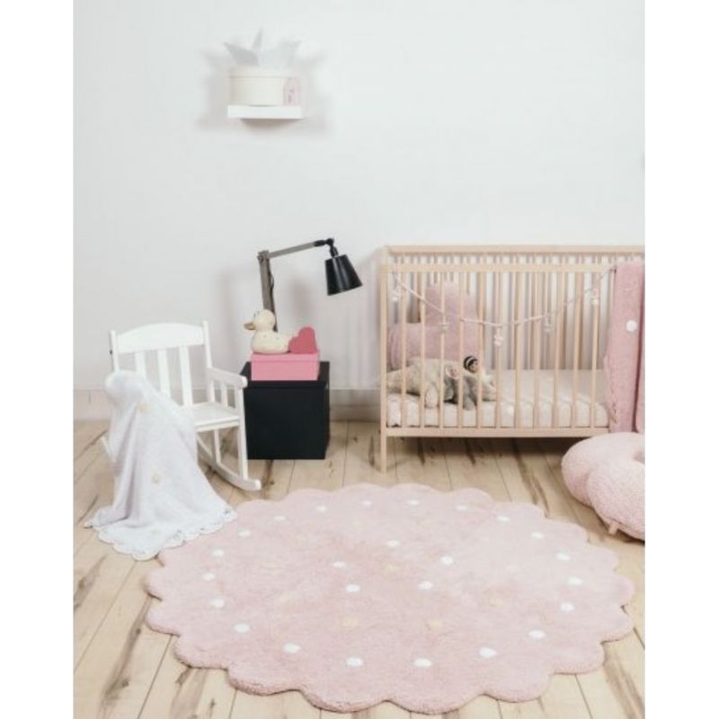 Tapis enfant Lavable Biscuit Rond Rose