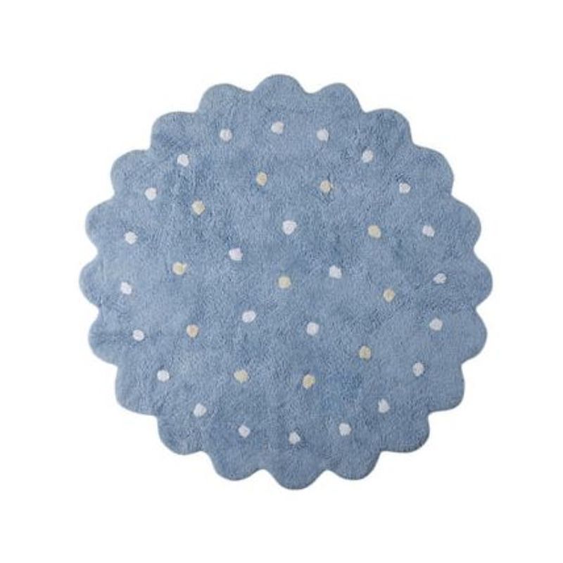 Tapis de chambre Lavable Biscuit Rond bleu