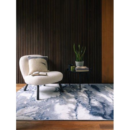 Tapis de salon contemporain polyester Angara Storm bleu, gris foncé et gris clair Tapis de salon contemporain polyester Angara Storm bleu, gris foncé et gris clair