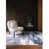 Tapis de salon contemporain polyester Angara Storm bleu, gris foncé et gris clair