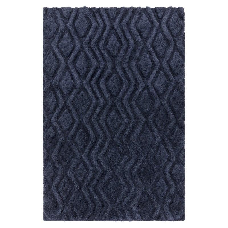 Tapis shaggy haut de gamme en polyester Cordoba bleu marine