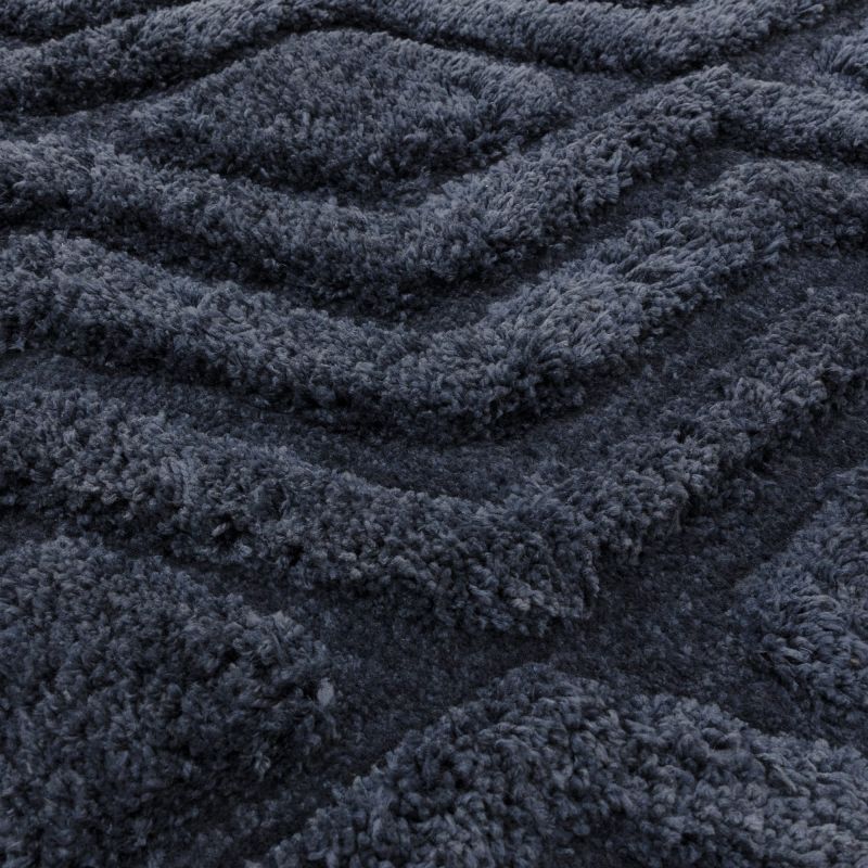 Tapis shaggy haut de gamme en polyester Cordoba bleu marine