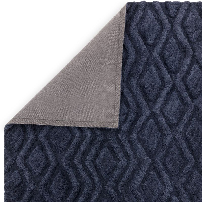 Tapis shaggy haut de gamme en polyester Cordoba bleu marine