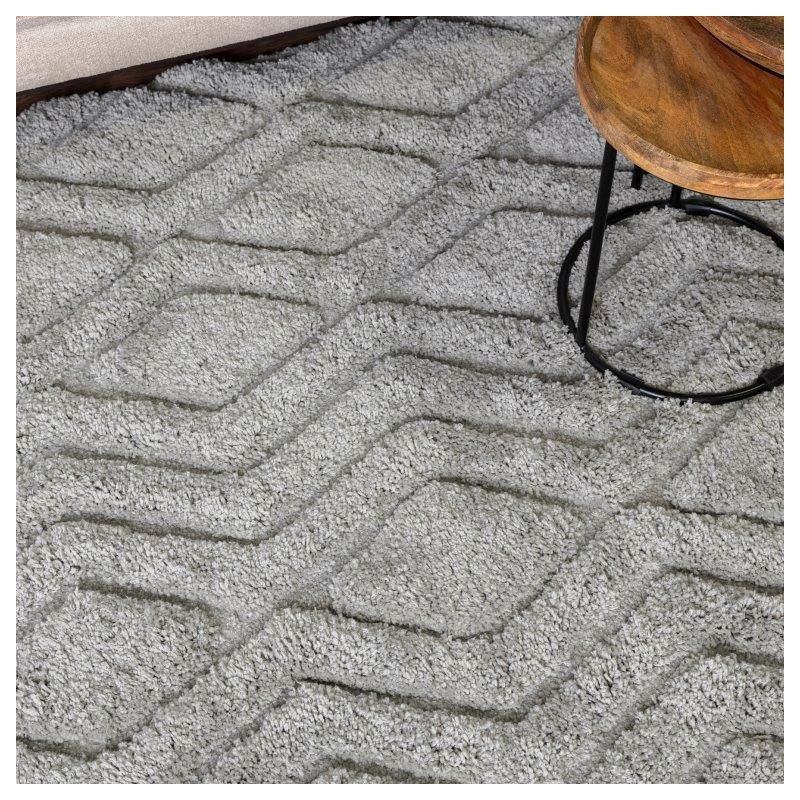 Tapis shaggy haut de gamme en polyester Cordoba gris argent