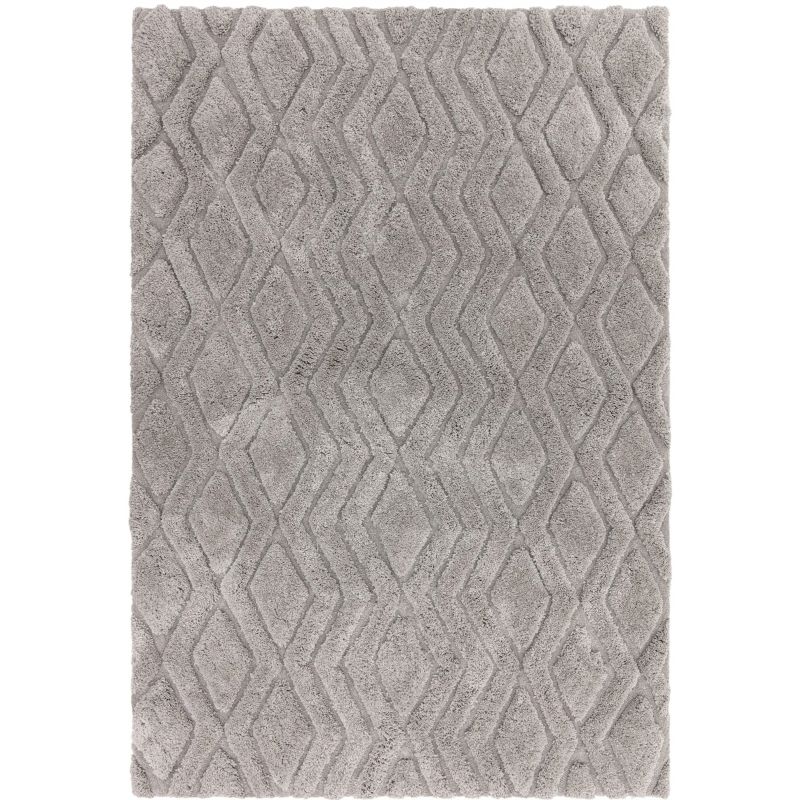 Tapis shaggy haut de gamme en polyester Cordoba gris argent - JOSEPH LEBON