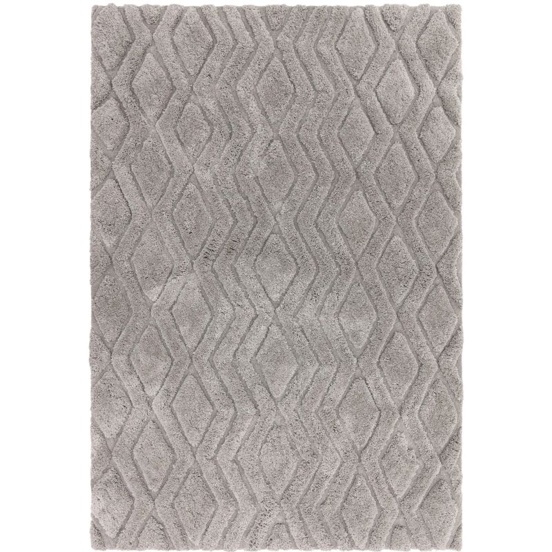 Tapis shaggy haut de gamme en polyester Cordoba gris argent