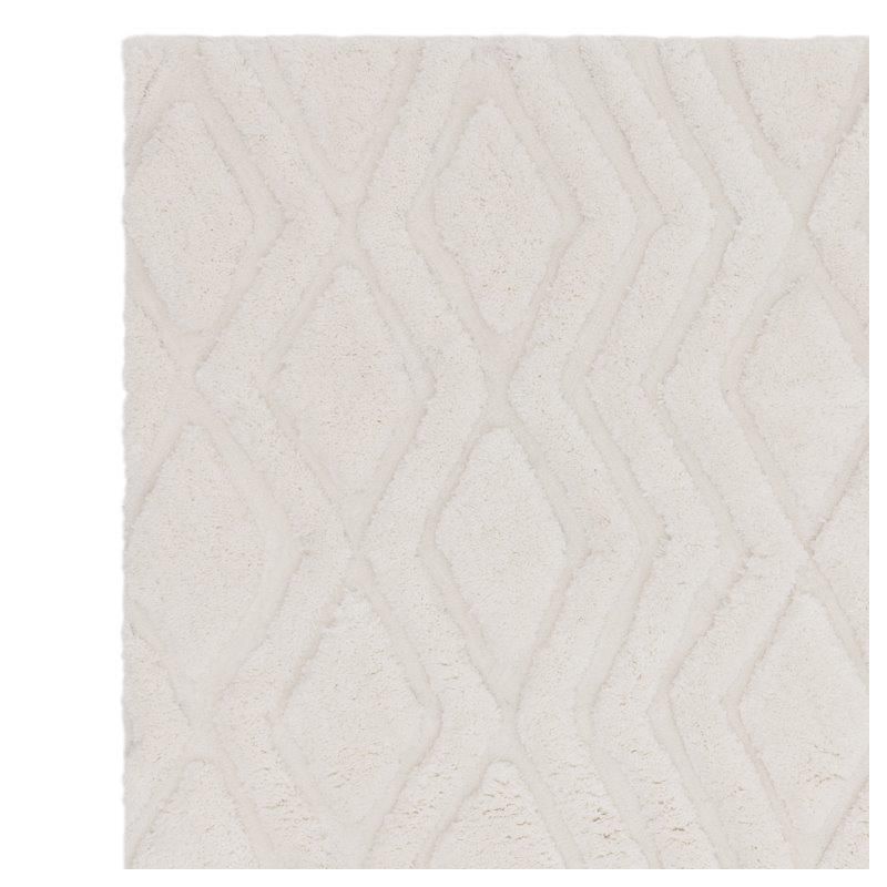 Tapis shaggy haut de gamme en polyester Cordoba blanc cassé