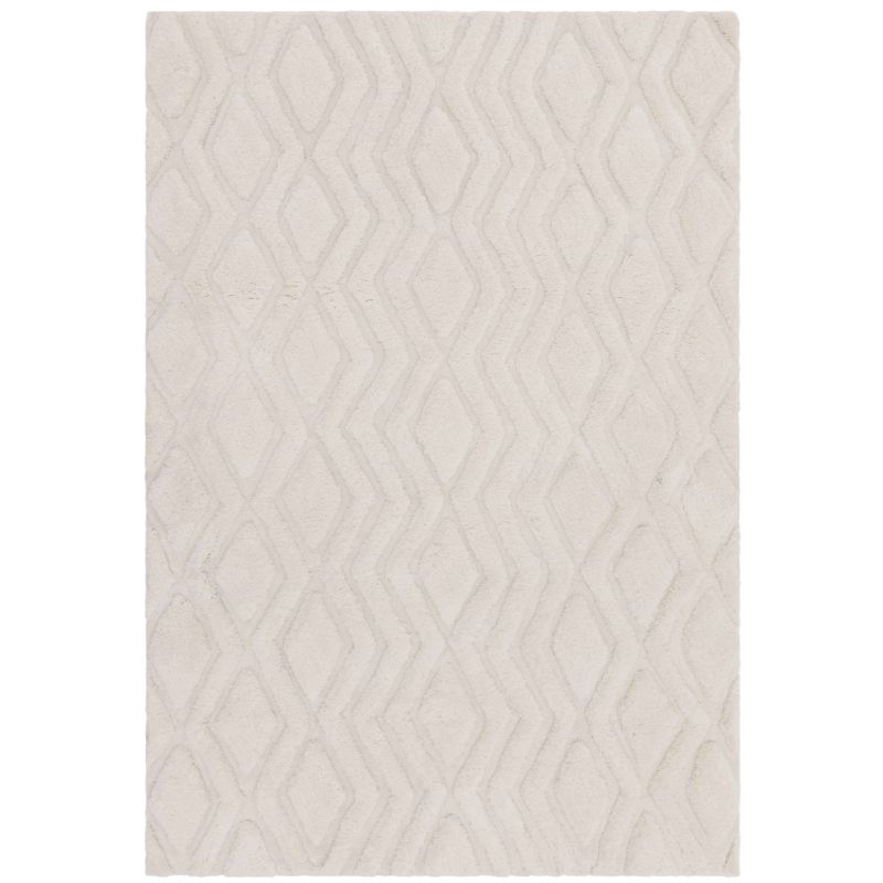 Tapis shaggy haut de gamme en polyester Cordoba blanc cassé - JOSEPH LEBON