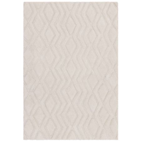 Tapis shaggy haut de gamme en polyester Cordoba blanc cassé
