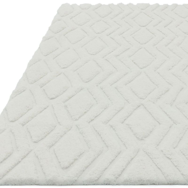 Tapis shaggy haut de gamme en polyester Cordoba blanc cassé