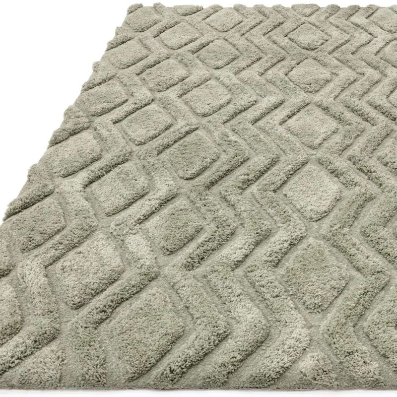Tapis shaggy haut de gamme en polyester Cordoba vert sauge