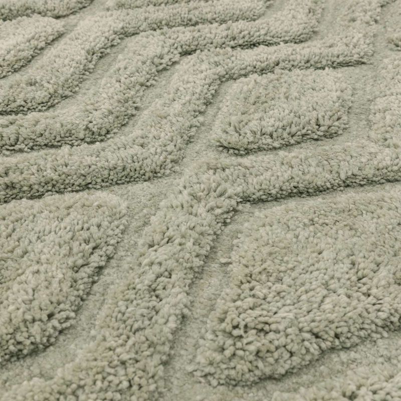 Tapis shaggy haut de gamme en polyester Cordoba vert sauge