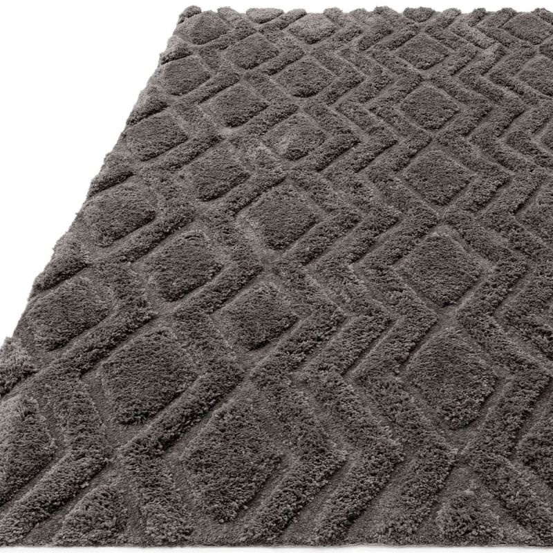 Tapis shaggy haut de gamme en polyester Cordoba gris anthracite
