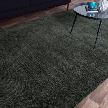 Tapis de salon tissé main en viscose Salta vert foncé Tapis de salon tissé main en viscose Salta vert foncé