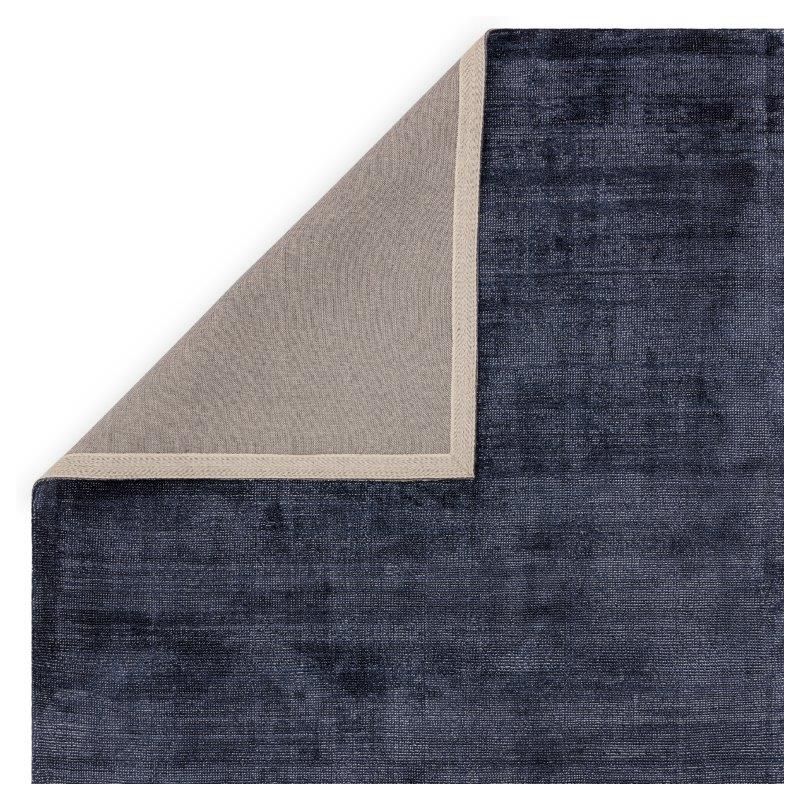 Tapis de bureau tissé main en viscose Salta bleu marine