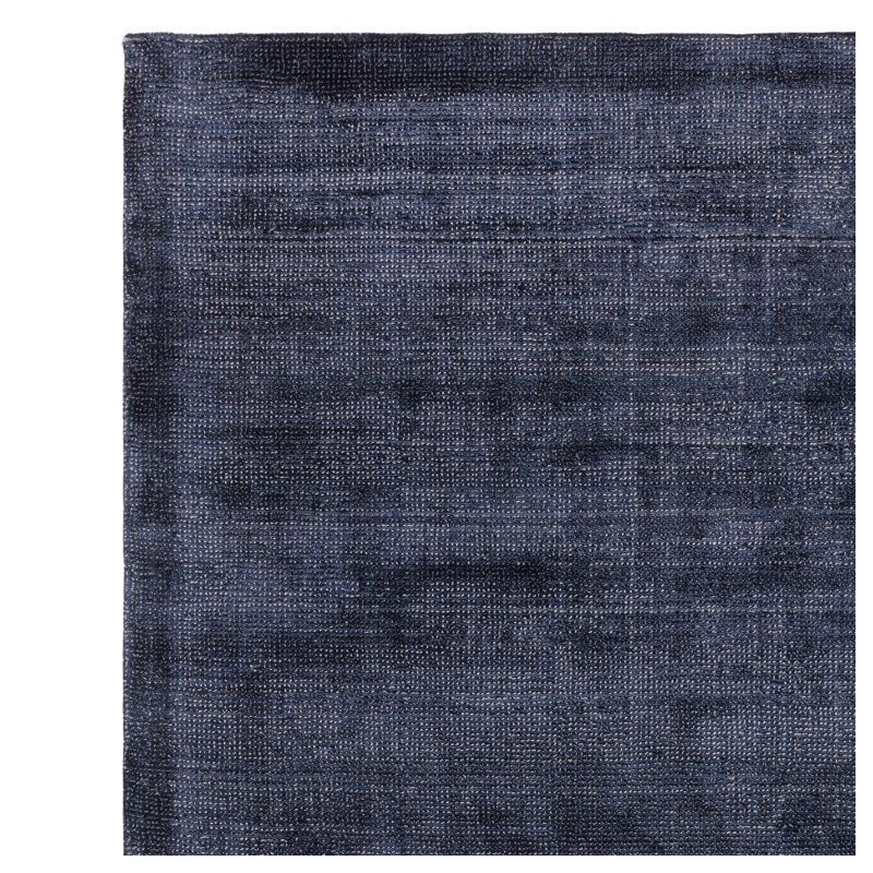 Tapis de bureau tissé main en viscose Salta bleu marine