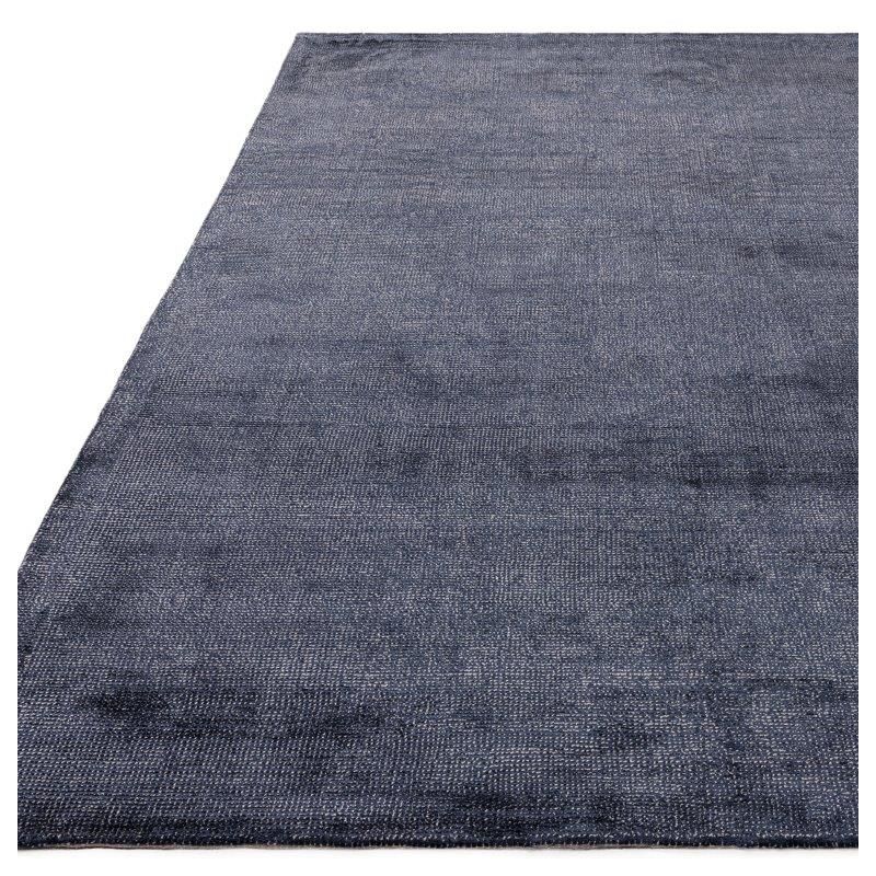 Tapis de bureau tissé main en viscose Salta bleu marine