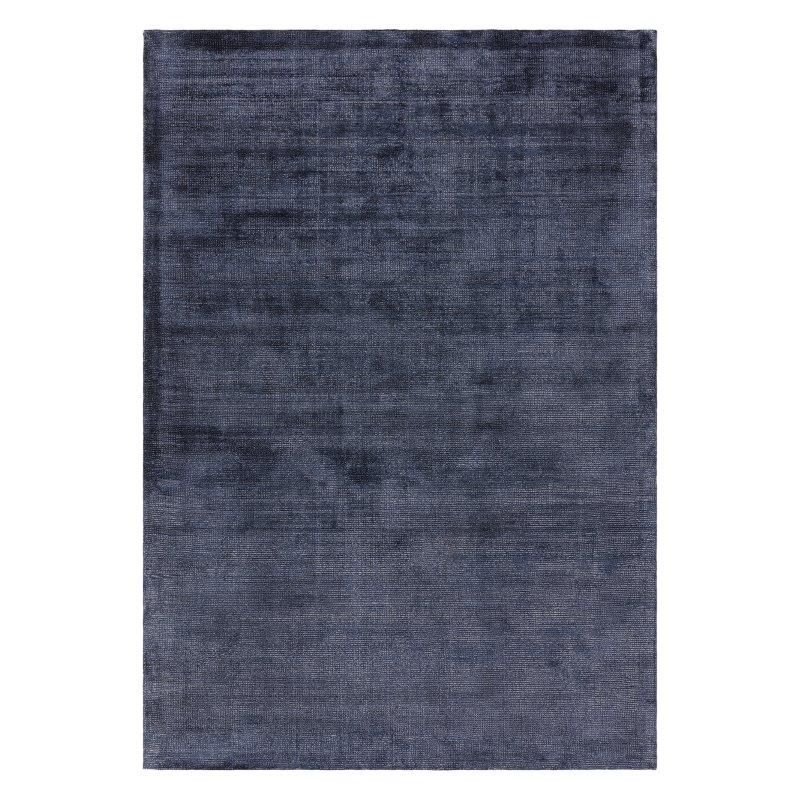 Tapis de bureau tissé main en viscose Salta bleu marine