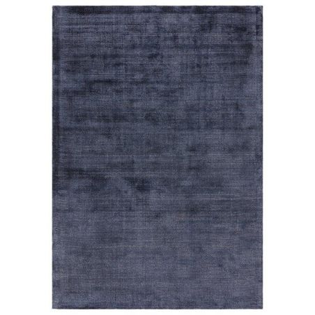 Tapis de bureau tissé main en viscose Salta bleu marine