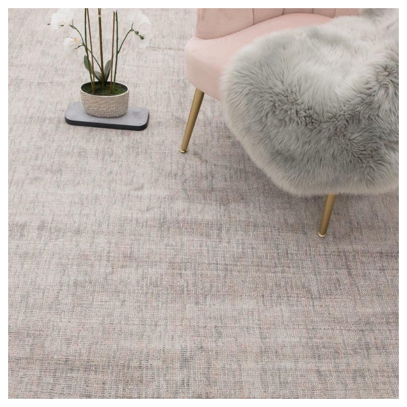 Tapis moderne uni tissé main en viscose Salta gris argent