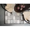 Tapis de salon moderne en laine de Nouvelle-Zélande Ushuaïa crème et noir