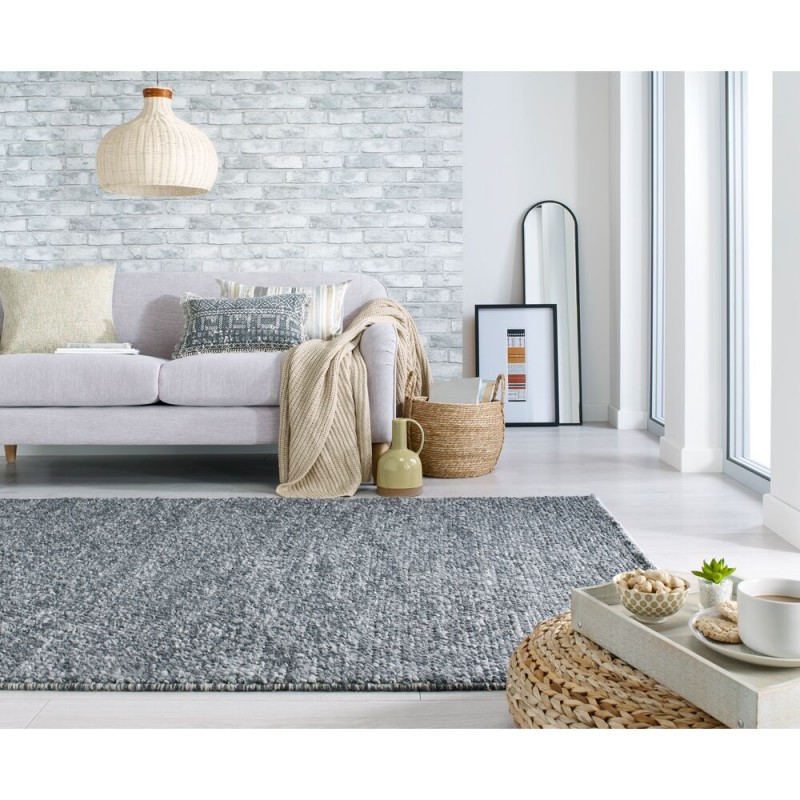 Tapis DESIGN Minerals en laine effet bulles Gris anthracite salon