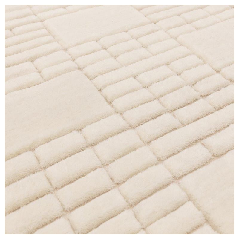 Tapis de salon moderne en laine de Nouvelle-Zélande Ushuaïa crème et beige