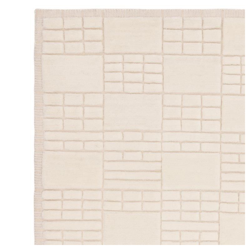 Tapis de salon moderne en laine de Nouvelle-Zélande Ushuaïa crème et beige