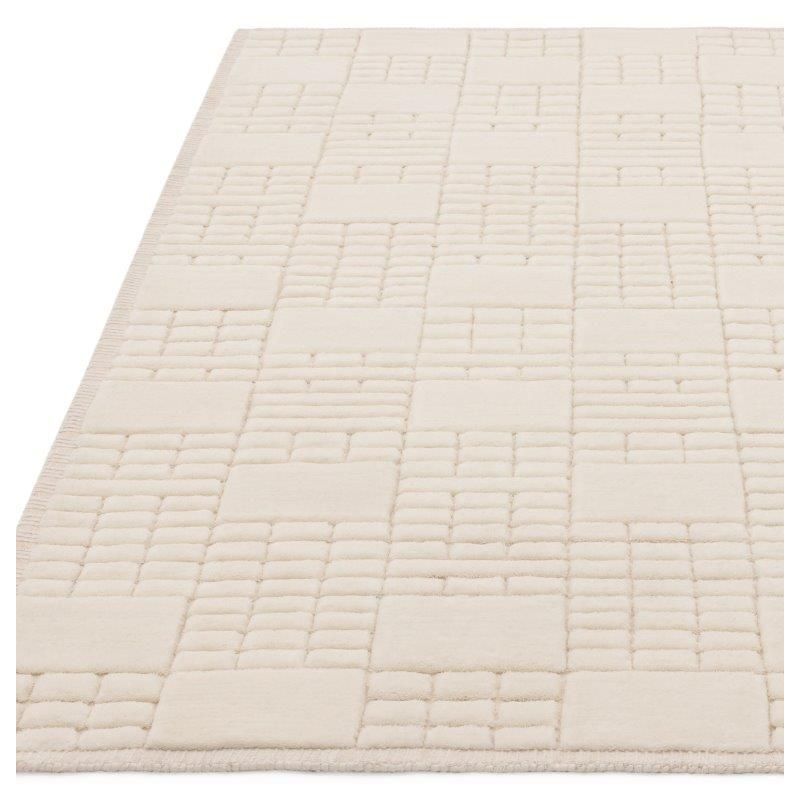 Tapis de salon moderne en laine de Nouvelle-Zélande Ushuaïa crème et beige