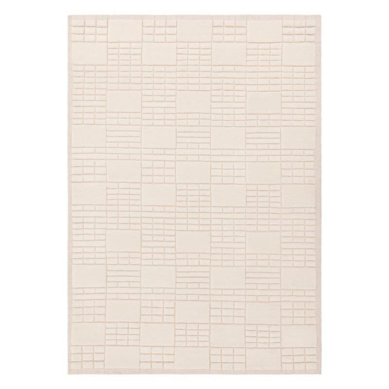 Tapis de salon moderne en laine de Nouvelle-Zélande Ushuaïa crème et beige