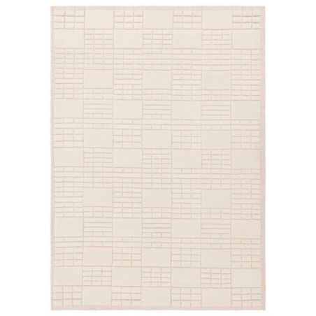 Tapis de salon moderne en laine de Nouvelle-Zélande Ushuaïa crème et beige