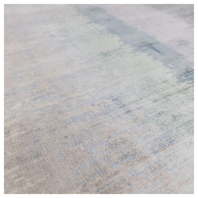 Tapis de salon moderne viscose tissé main nuances de bleus Rosario