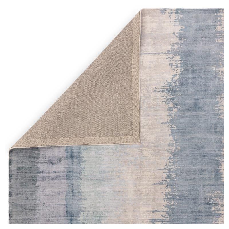 Tapis de salon moderne viscose tissé main nuances de bleus Rosario