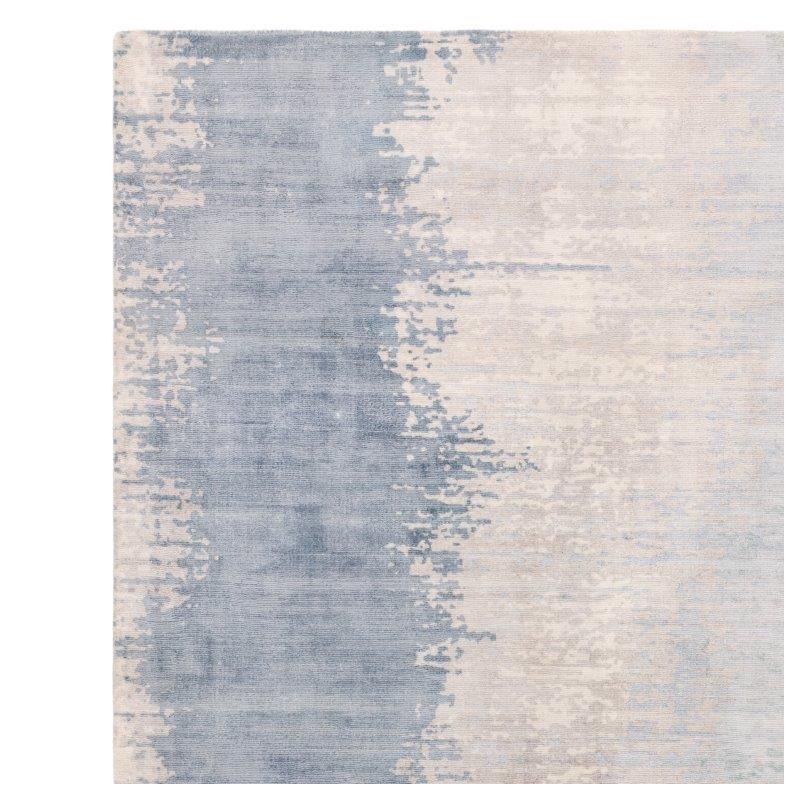 Tapis de salon moderne viscose tissé main nuances de bleus Rosario